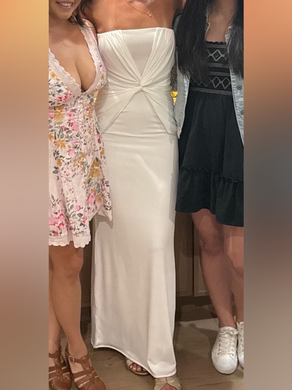 Meshki Strapless Twist-Front White Dress